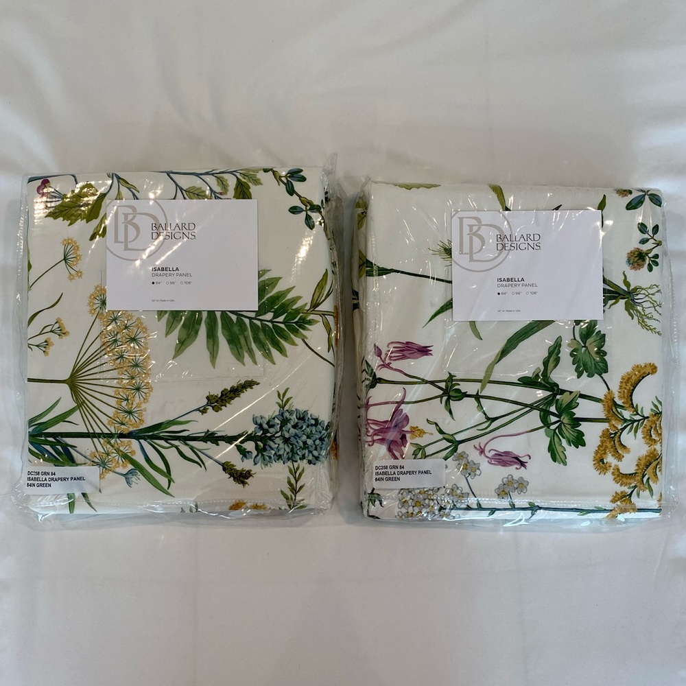 Ballard Designs Isabella Drapery Panels (2) - Green - 84 x 50